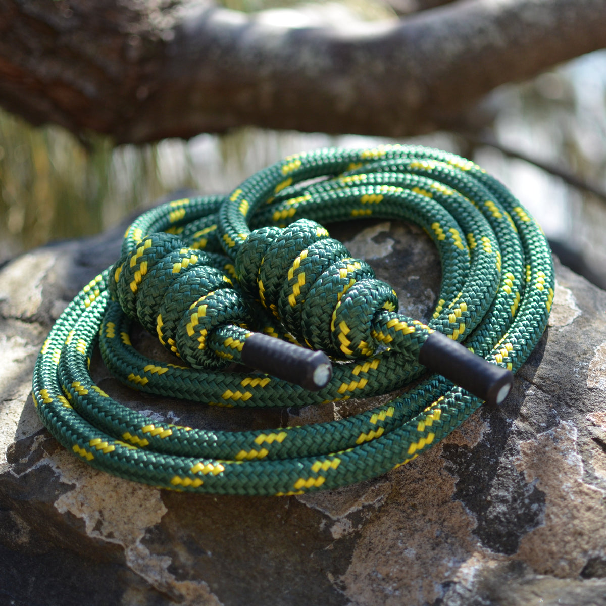 14mm flow rope, boxing kangroo colours green and gold. Coiled flow rope for mobility and rotational strength training. 
